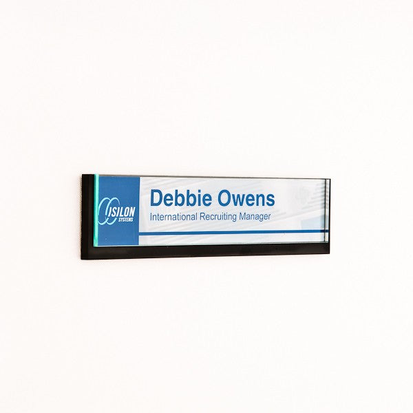 8 3/4 in. x 2 3/8 in. OFFICE CONFERENCE ROOM NAMEPLATE SIGN FRAME + LENS LOCK